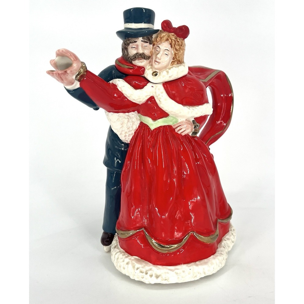 Silvestri Victorian Skater #20516 Skating Couple 6-cup Teapot Vintage 1991